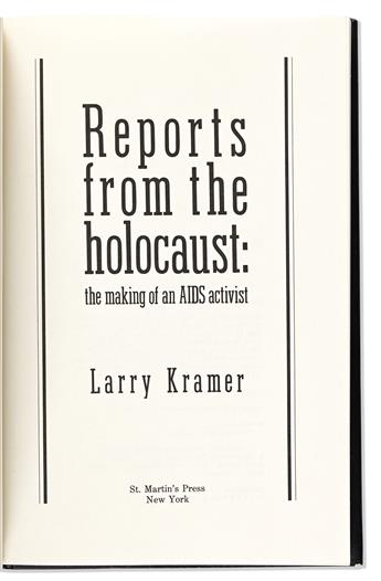 LARRY KRAMER (1935-2020) Two inscribed first editions.